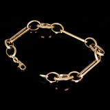 Italian 14k Yellow Gold Hollow Oval & Paper Clip Chain Bracelet 7.75" 4.5 grams