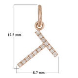 14k Rose Gold Diamond Initial Letter T Charm Pendant - Letter T,Rose