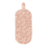 10k Rose Gold Solid Hammered Finish Dog Tag Charm Pendant 1.6" 7 grams - Rose