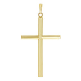 Italian 14k Yellow Gold Hollow High Polish Plain Cross Charm Pendant 1.5" 0.9g