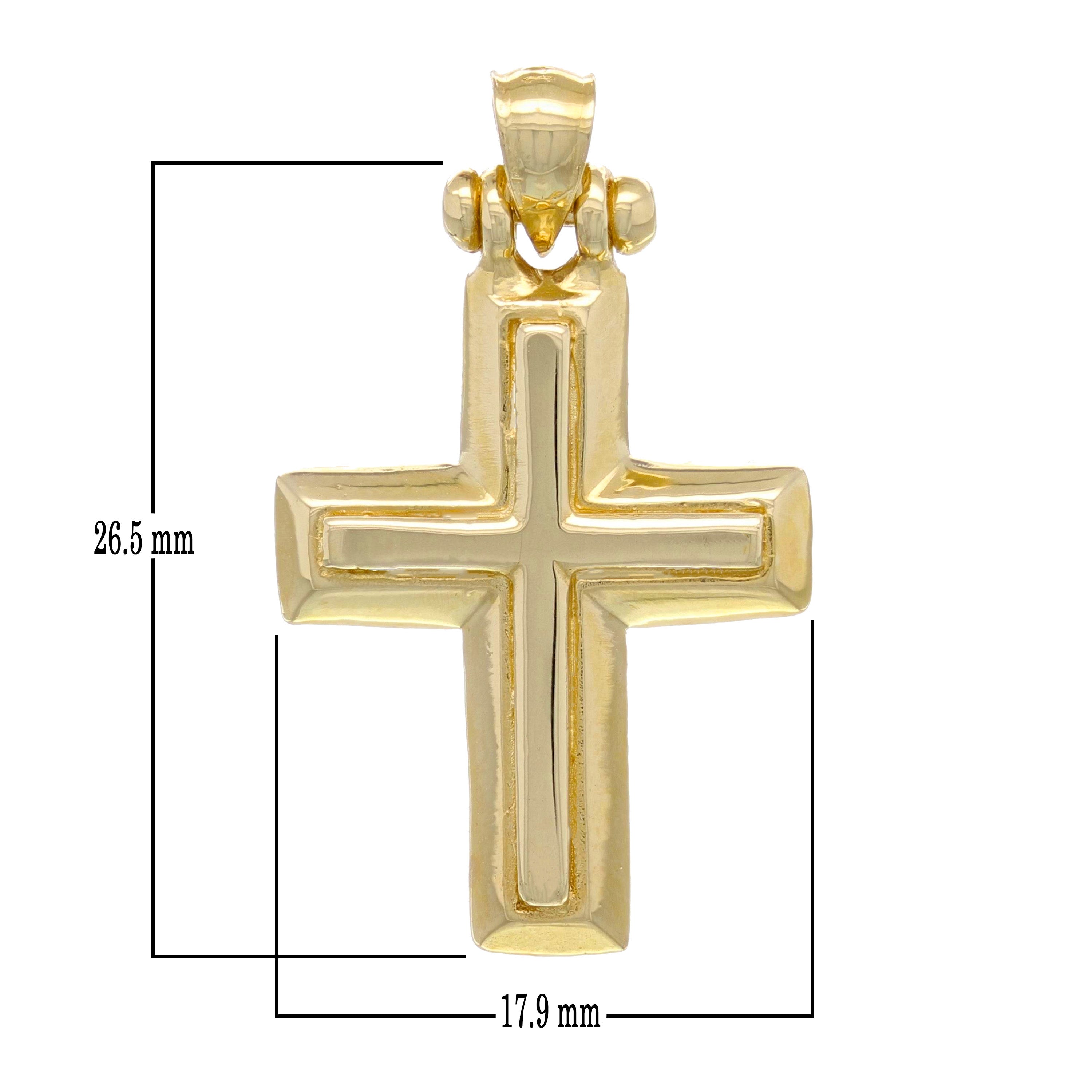 14k Yellow Gold 3D Cross Religious Charm Pendant 1.17" 3.9 grams - Yellow