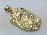 10k Yellow Gold Diamond-Cut Jesus Christ Face Religious Charm Pendant 8 grams