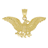 14k Yellow Gold Solid Diamond Cut Landing Eagle Pendant 1.1" 4.7 grams