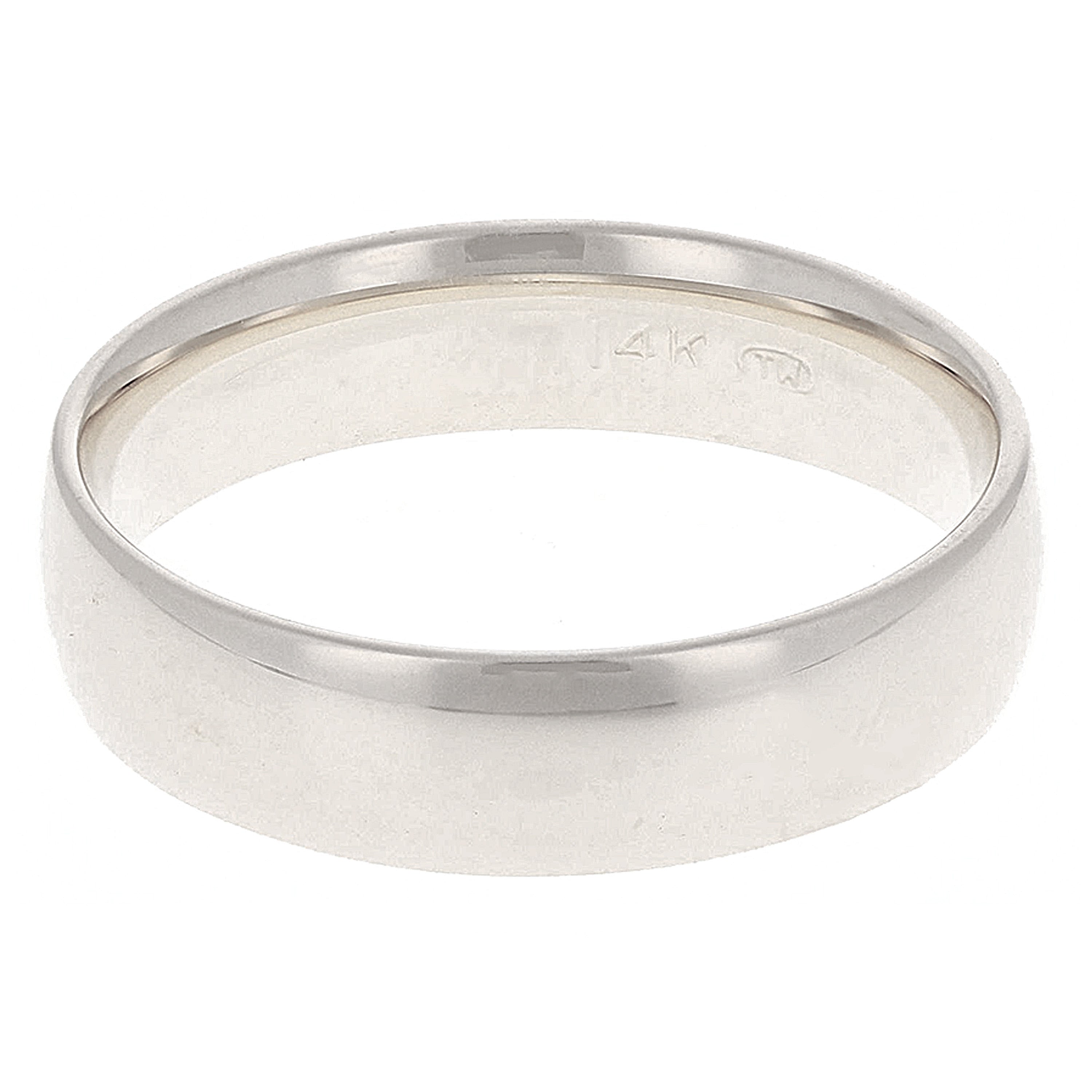 14k White Gold Comfort Fit Plain Wedding Band Ring 5mm Size 13 - White,5mm Ring Size 13