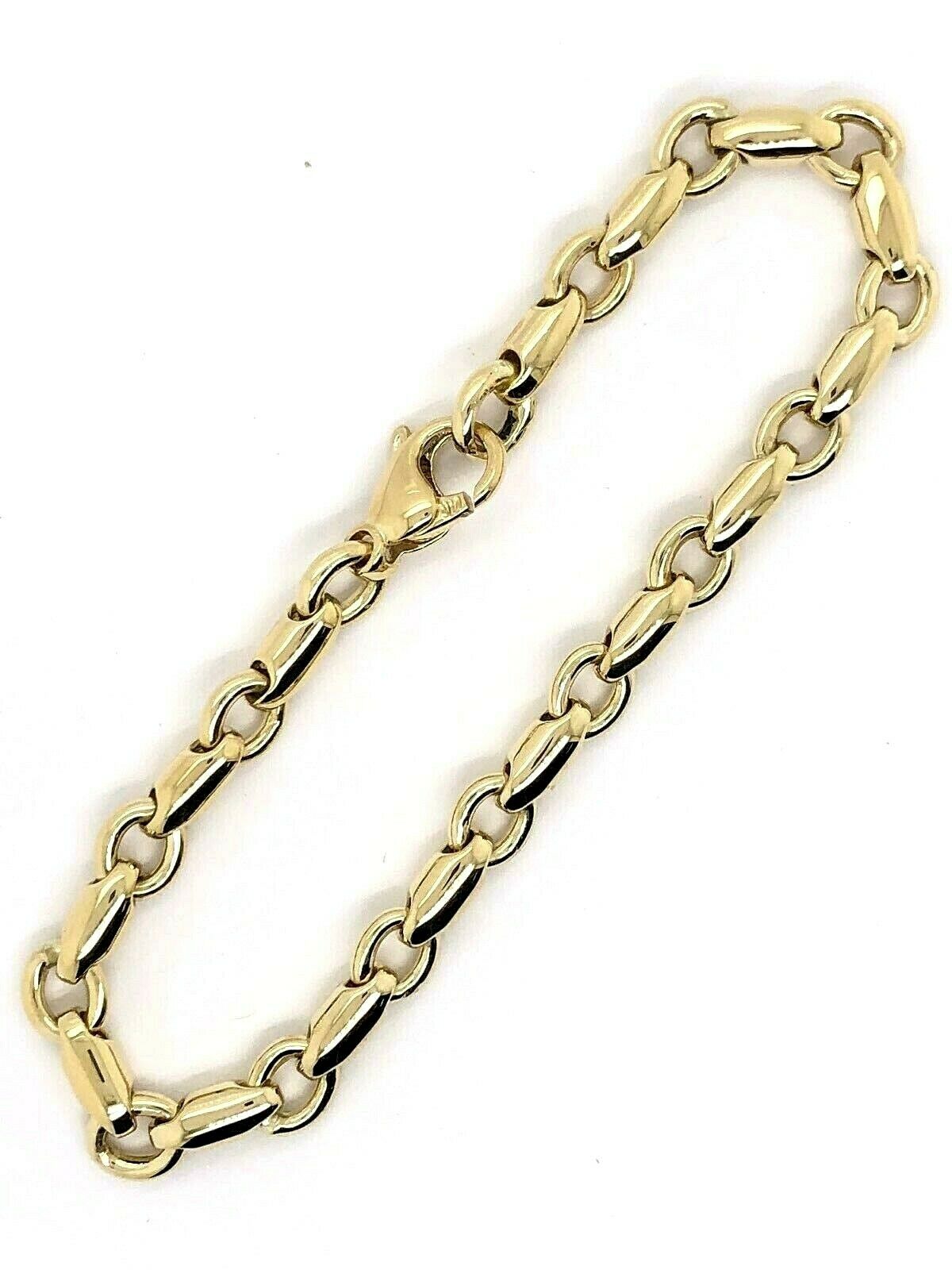 14k Yellow Gold Handmade Fashion Link Bracelet 7.5" 6.3mm 17 grams - Yellow,7.5"