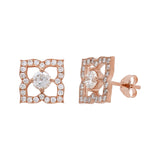 14k Rose Gold 1ctw Diamond Solitaire Blooming Flower Stud Earrings - Rose