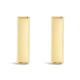 Italian 14k Yellow Gold Solid High Polished Bar Stud Earrings 11mmx3mm 0.9 grams