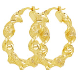 Italian 14k Yellow Gold Twisted Hoop Earrings 1.3" 6mm 4.1 grams
