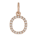 14k Rose Gold Diamond Initial Letter O Charm Pendant - Letter O,Rose