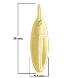 14k Yellow Gold Solid High Polished Oval Cross Charm Pendant 1.4" 4.7 grams