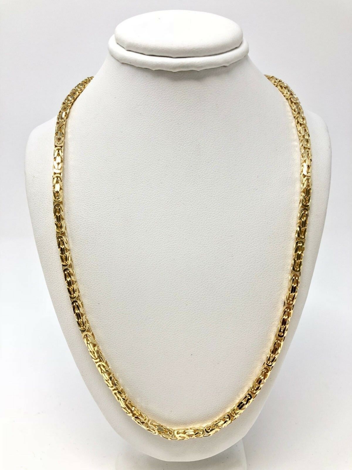 14k Yellow Gold Solid Square Byzantine Chain Necklace 20" 3.5mm 40.3 grams
