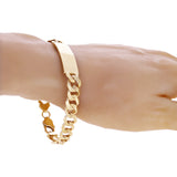 14k Yellow Gold Solid Pave Curb Cuban Link Chain ID Bracelet 7" 10.5mm 19.8 grams - 7" 19.8 grams