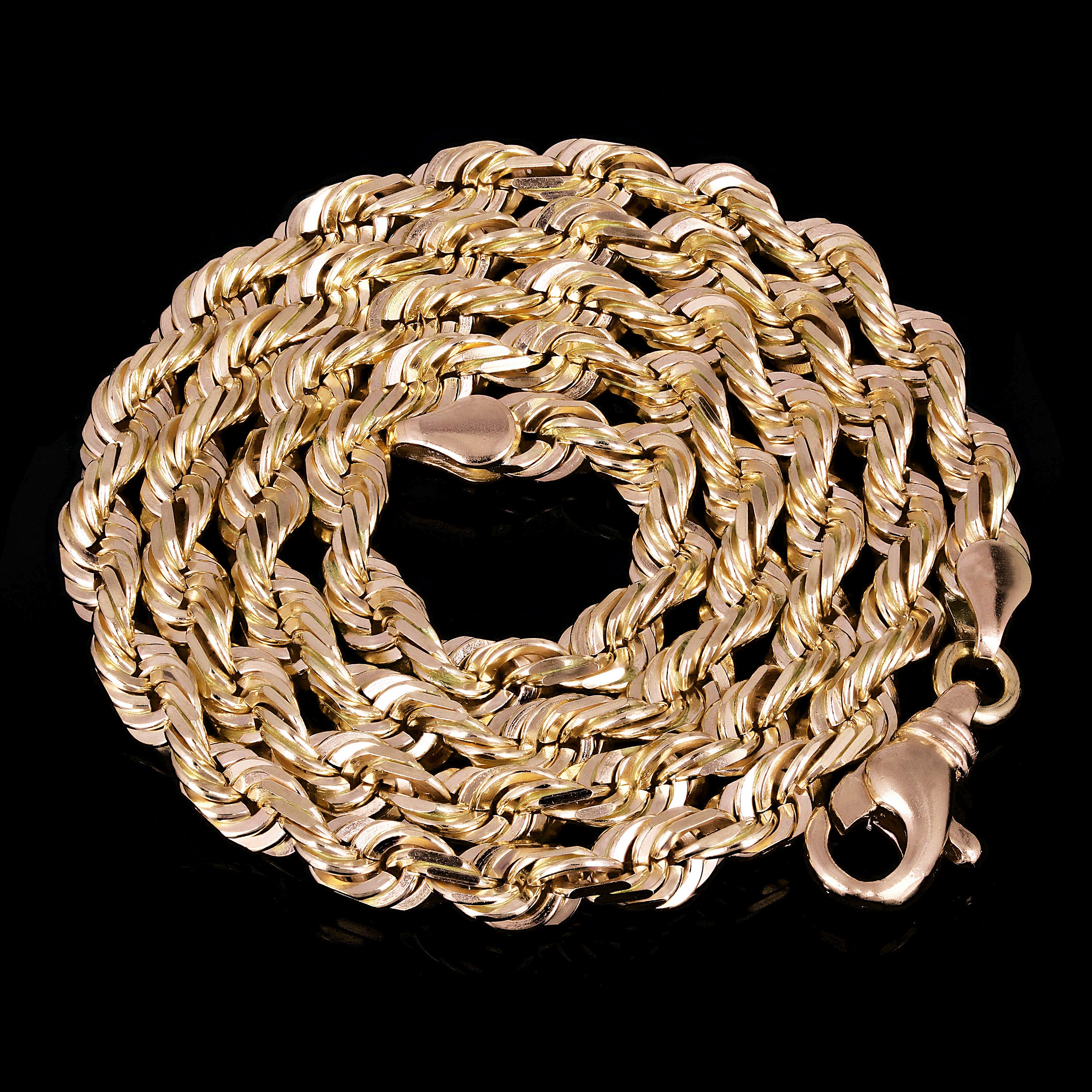 18k Yellow Gold Solid Diamond Cut Rope Chain Necklace 22" 6mm 67 grams - 22" 67 grams