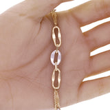 Italian 14k Two Tone Gold Oval Link Rolo Chain Bracelet 7.5" 9.6mm 4.7 grams