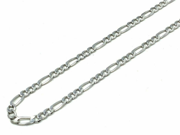 Men's Italian 10k White Gold Figaro Link Chain Necklace 18