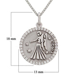 14k White Gold Diamond Zodiac Sign Virgo Pendant Necklace 18" - Virgo,White