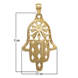 14k Yellow Gold Hand Of Fatima Hamsa Charm Pendant 1.4" 3.2 grams - Yellow