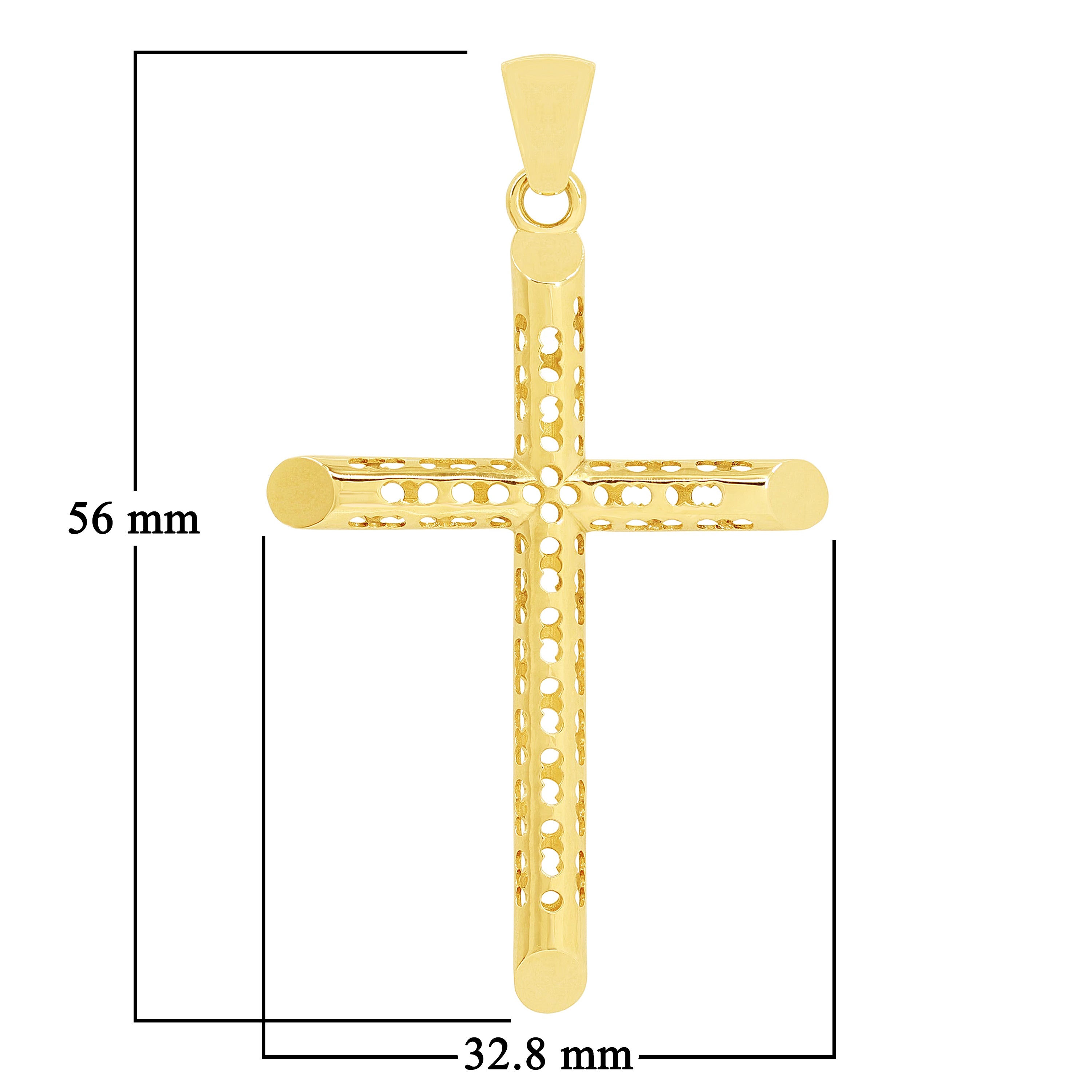 10k Yellow Gold 3D Cross Charm Pendant 2.2" 3.8 grams - Size 1 3.8 grams