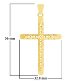 10k Yellow Gold 3D Cross Charm Pendant 2.2" 3.8 grams - Size 1 3.8 grams
