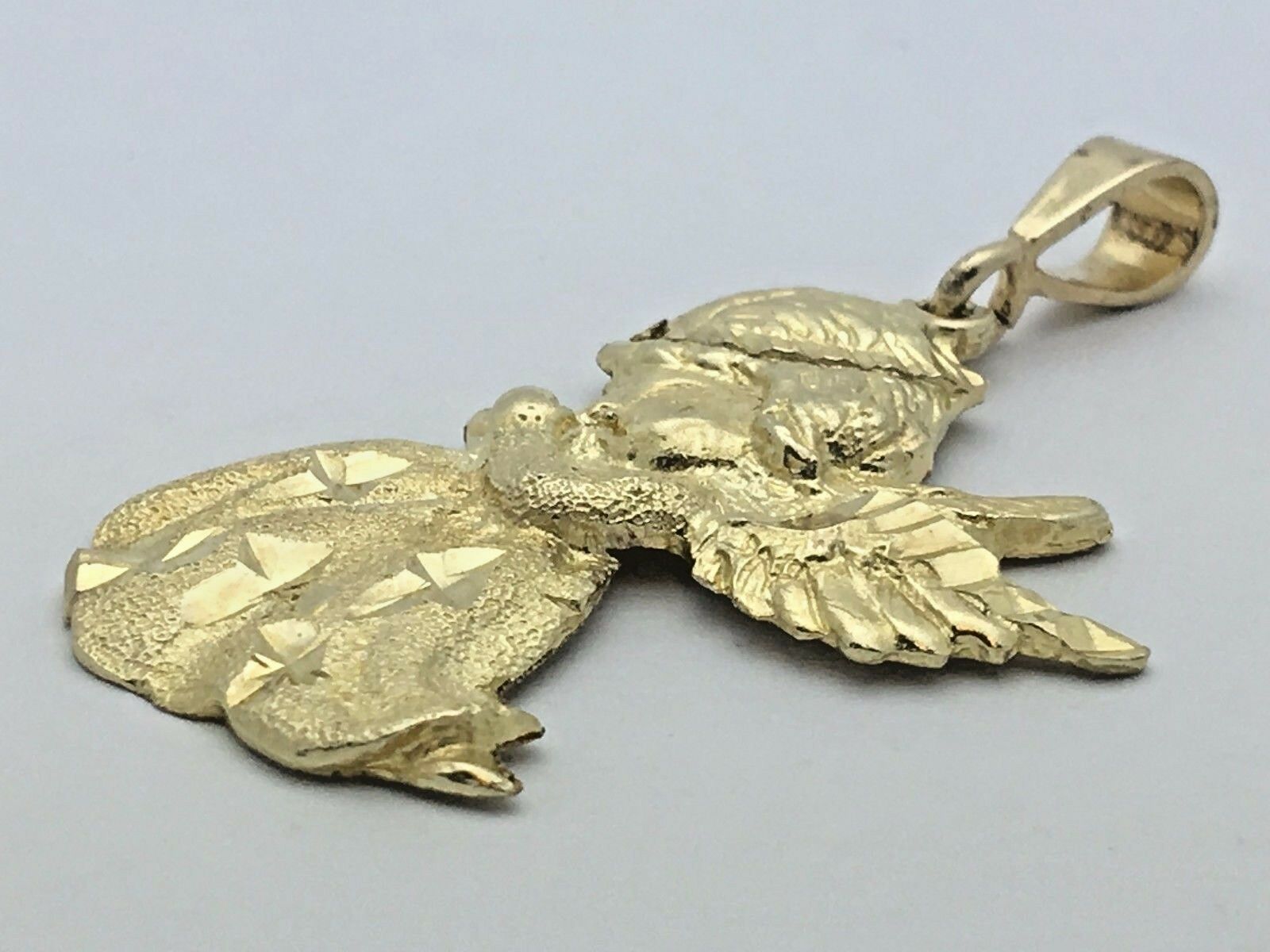 10k Yellow Gold Diamond Cut Praying Little Angel Charm Pendant 3.6 grams