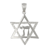 14k White Gold Jewish Star Of David Hebrew Chai Charm Pendant 2.2 grams - White