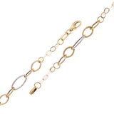Italian 14k Yellow & White Gold Hollow Oval & Round Link Bracelet 7.25" 6mm 2g