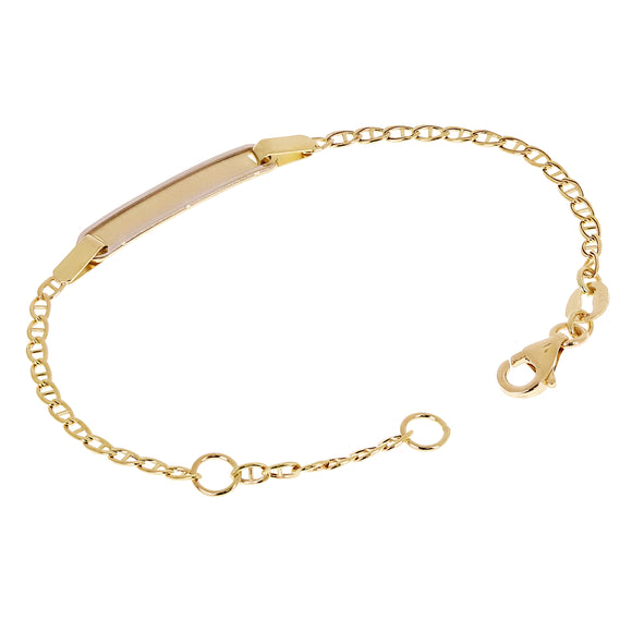 Italian 14k Two-Tone Gold Engravable Baby Kids Mariner ID Bracelet 5.5