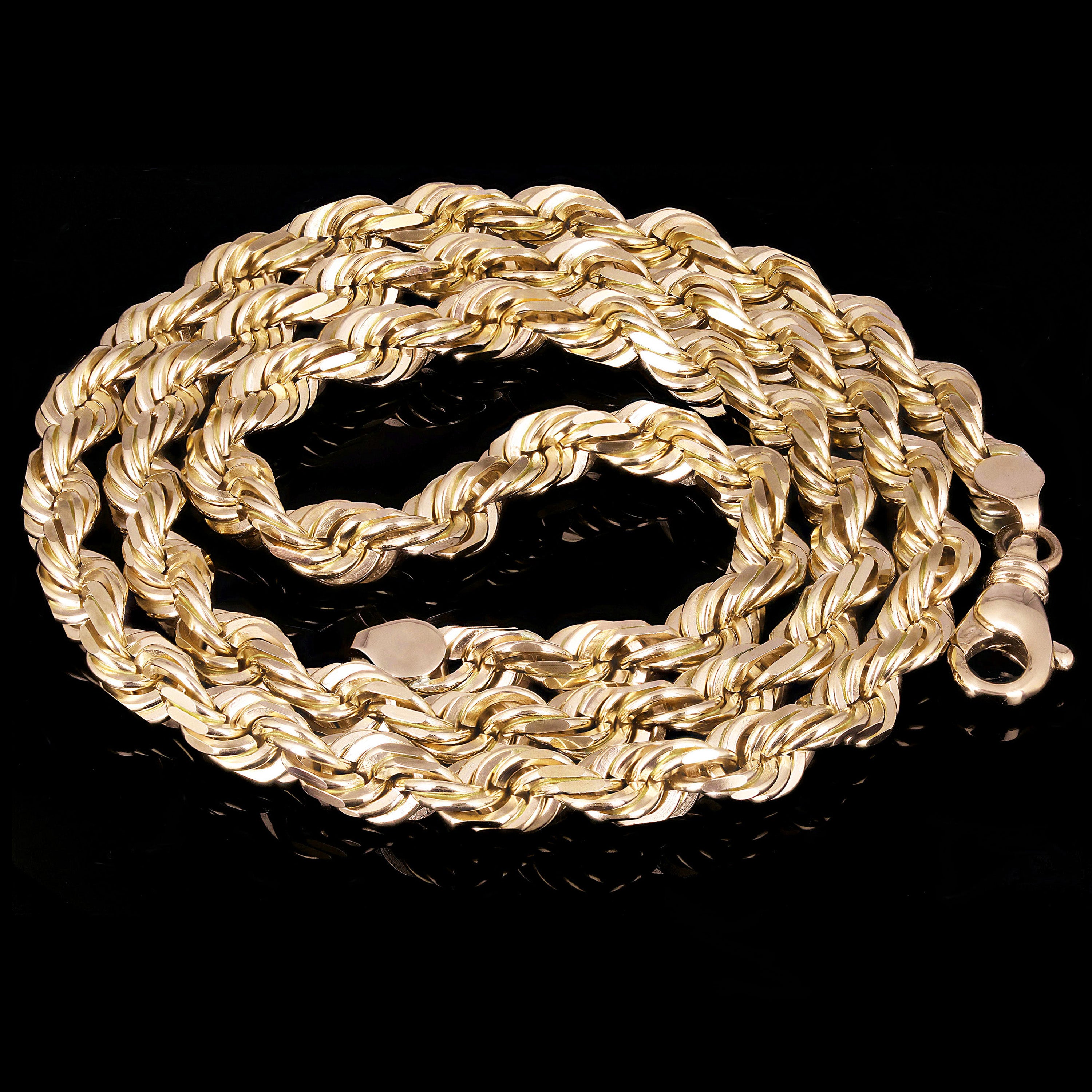 Men's 14k Yellow Gold Solid Diamond Cut Rope Chain Necklace 9mm 22" 149.6 grams - 22" 149.6 grams