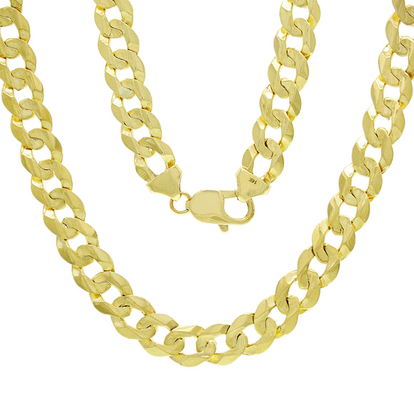 14k Yellow Gold Solid Curb Cuban Link Chain Necklace 18