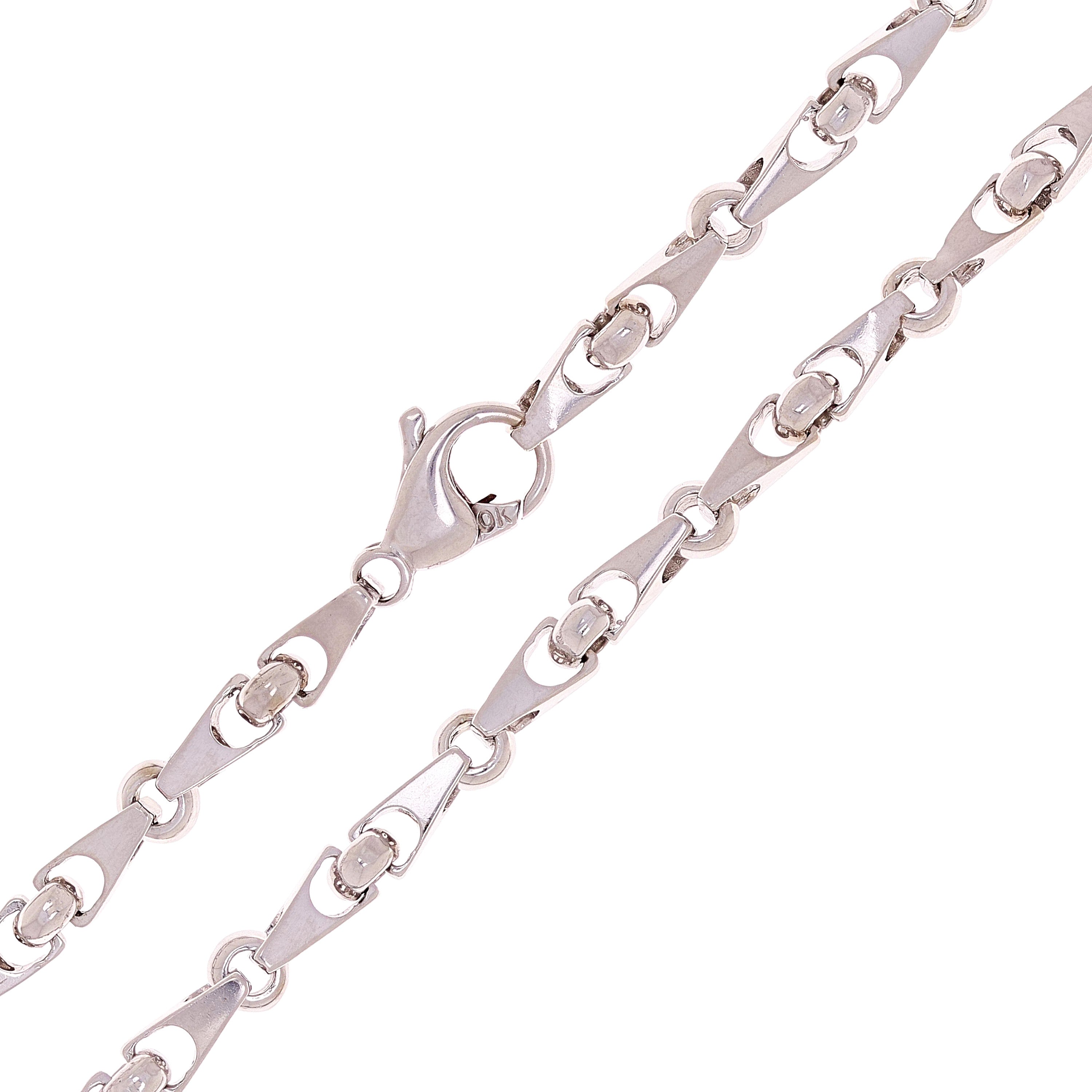 14k White Gold Handmade Fashion Link Necklace 24" 4.5mm 44.5 grams - White,24"