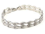 14k White Gold Double Fancy Bracelet 7.5" 10mm 8.9 grams