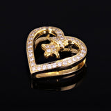 18k Yellow Gold Open Heart Diamond Charm Pendant 16.7mm x 17.5mm 3.6 grams
