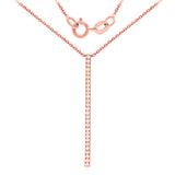 14k Rose Gold 1/4 ctw Diamond-Accented Vertical Bar Pendant Necklace 18" - Rose