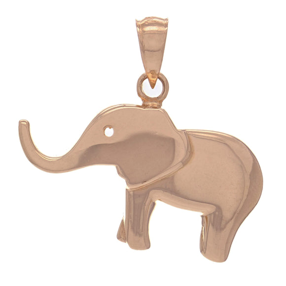 14k Rose Gold High Polish Good Luck Charm 3D Elephant Pendant 4.1 grams - Rose