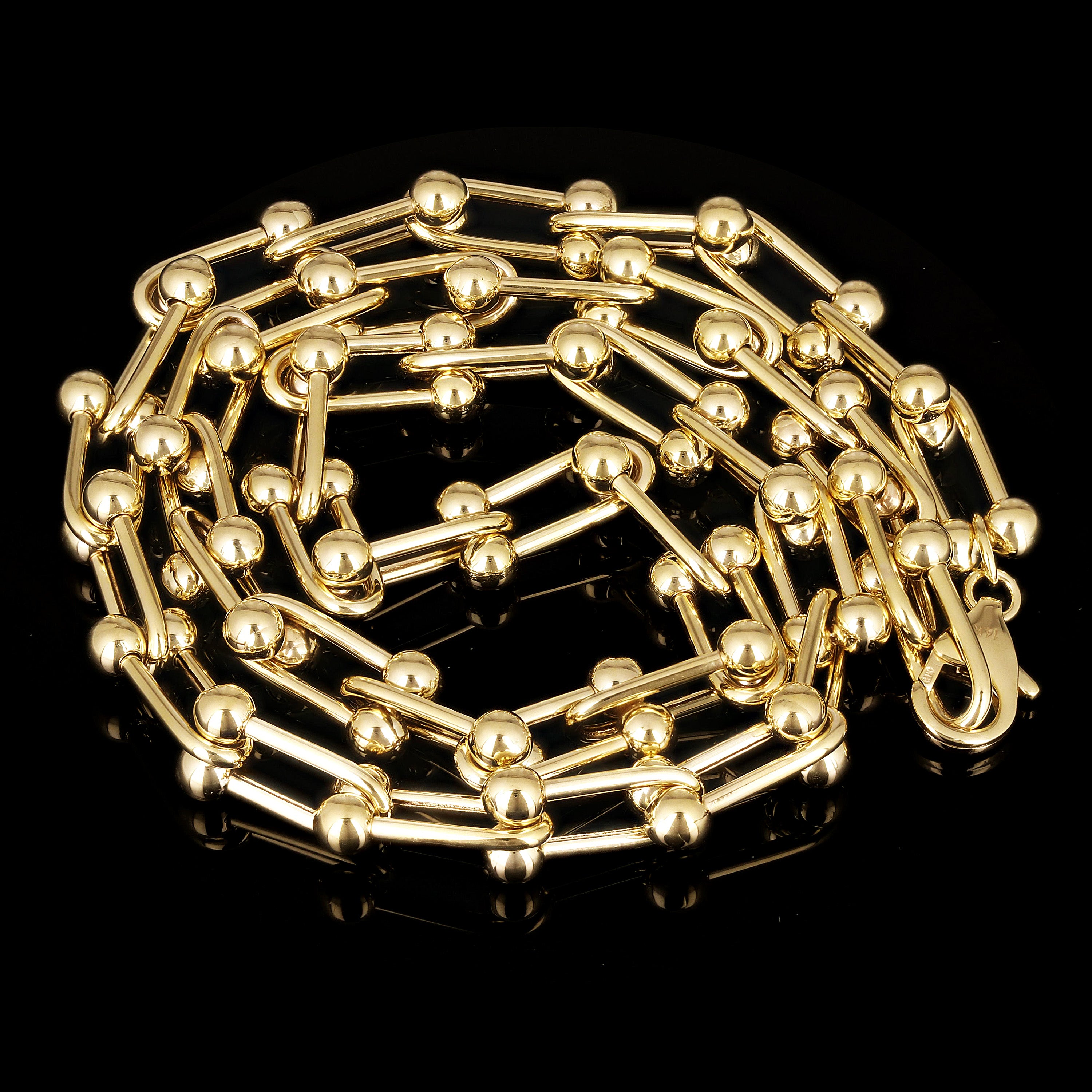 Italian 14k Yellow Gold Solid U Shape Hardwear Link Necklace 18" 8mm 24 grams - Yellow 8mm 18" 24 grams