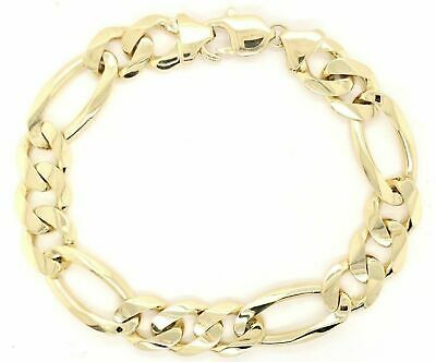 10k Yellow Gold Solid Figaro Link Chain Bracelet 8.5