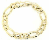 10k Yellow Gold Solid Figaro Link Chain Bracelet 8.5" 12.7mm 40 grams