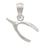 14k White Gold Wish Bone Charm Pendant - White
