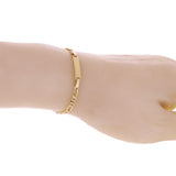 Italian 14k Yellow Gold Engravable Baby Kid ID Figaro Bracelet 5.5" 1.8 grams