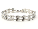 14k White Gold Double Fancy Bracelet 7.5" 10mm 8.9 grams