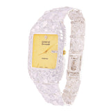 925 Sterling Silver Nugget Band Bracelet Geneve with Diamond Watch 7" - 9"
