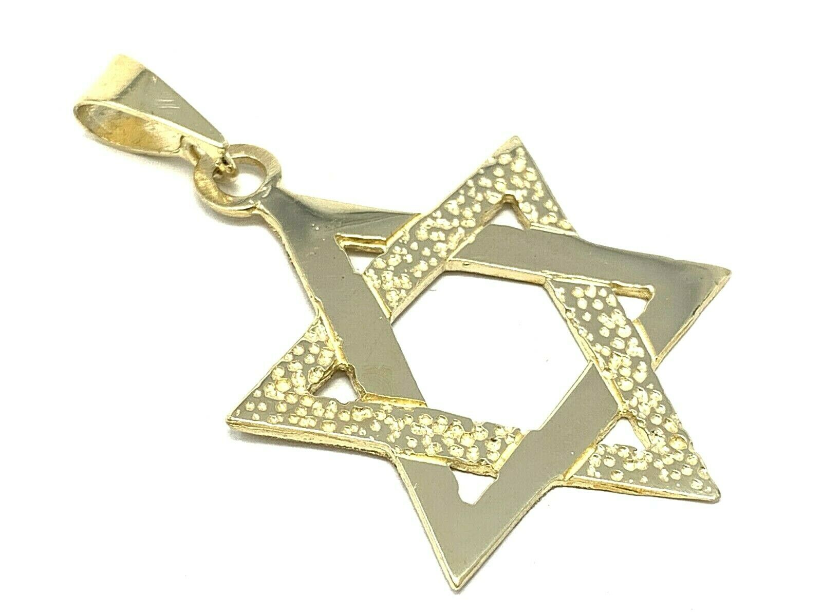 14k Yellow Gold Jewish Star of David Charm Pendant 1.75" 4.7 grams