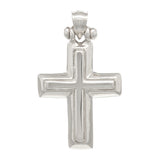 14k White Gold 3D Cross Religious Charm Pendant 1.17" 3.9 grams - White