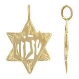 14k Yellow Gold Peace Shalom Star of David Charm Pendant 1.7 grams - Yellow