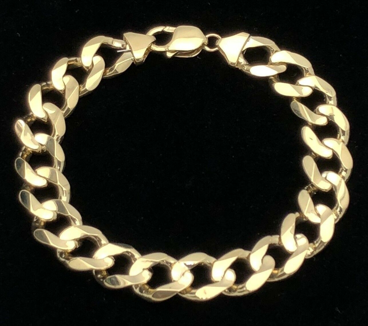 Men's 14k Solid Yellow Gold Flat Cuban Link Chain Bracelet 9" 12.5mm 45 grams - Yellow,9"
