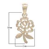 14k Yellow Gold Solid Diamond Cut Rose Flower Charm Pendant 1.1 grams - Yellow