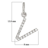 14k White Gold Diamond Initial Letter V Charm Pendant - Letter V,White