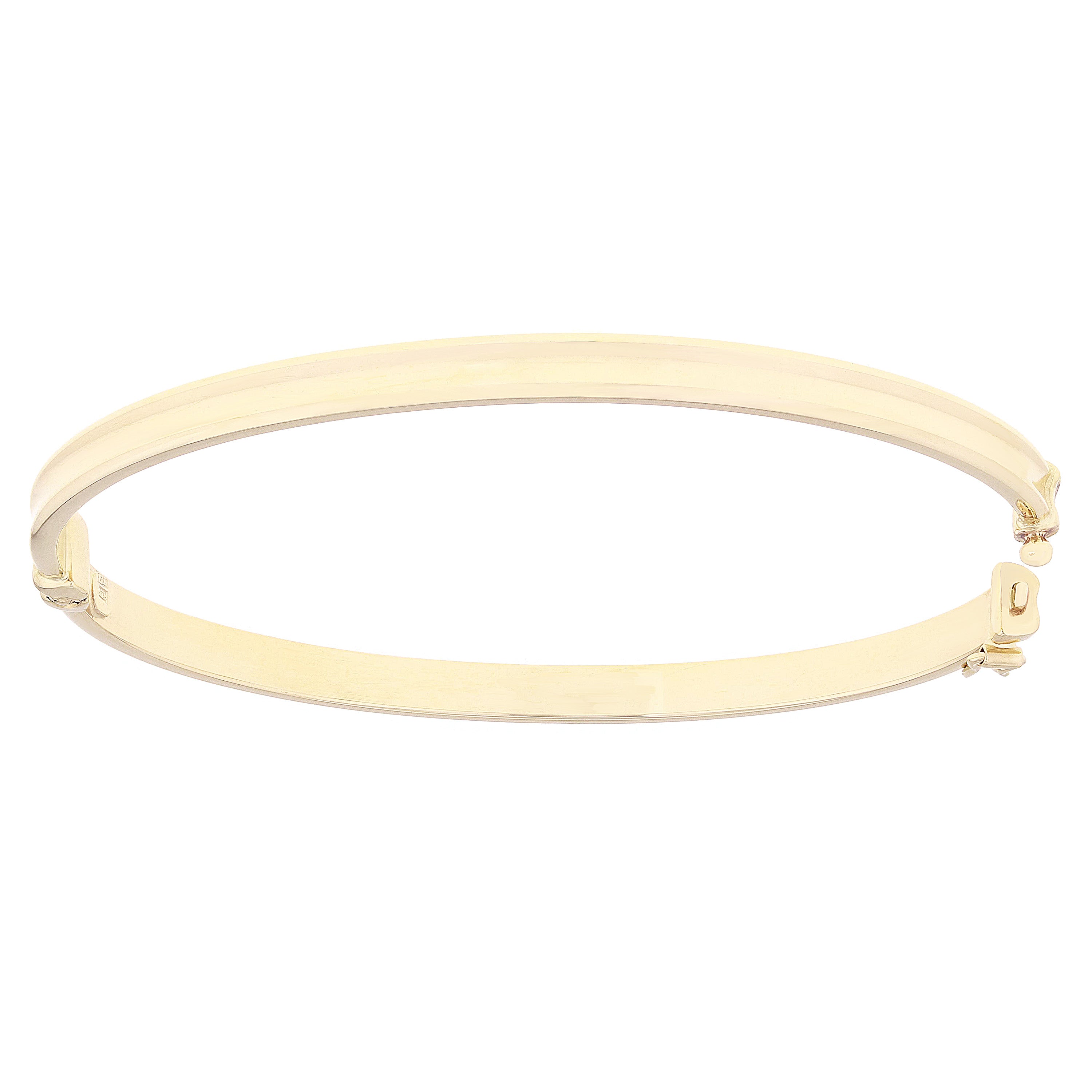 Italian 14k Yellow Gold Polished Concave Oval Hollow Tube Bangle Bracelet