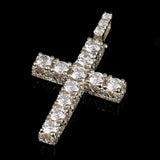 14k White Gold 1.79ctw Diamond Cross Pendant Iced Out - White