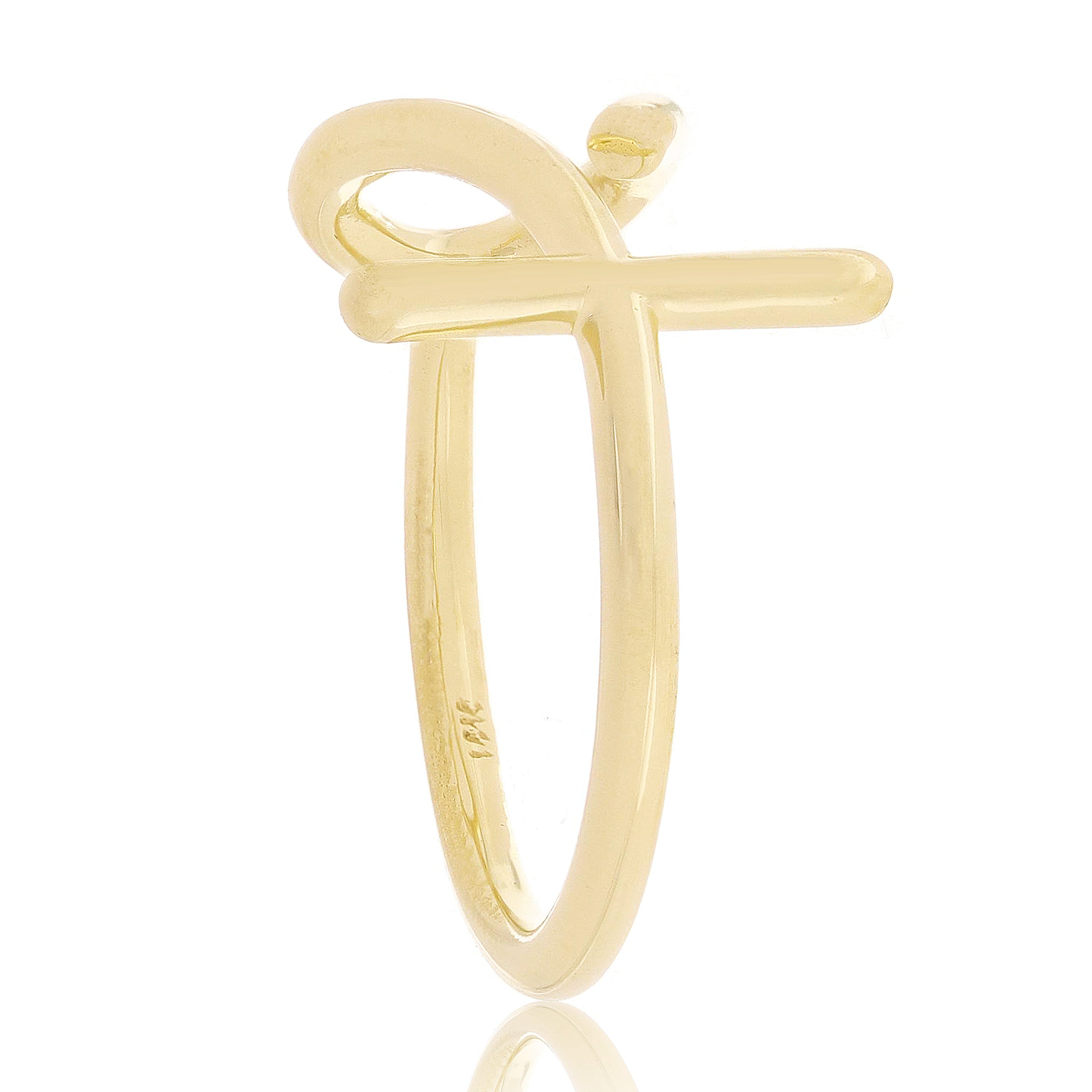 14k Yellow Gold Ankh Ring Size 8 - 13mm 3.1 grams